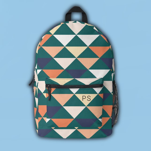 Stylish Trendy Colourful Teal Monogram Initials Printed Backpack (Creator Uploaded)