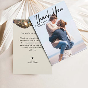 stylish trendy gold glitter   Photo Wedding  Thank You Card
