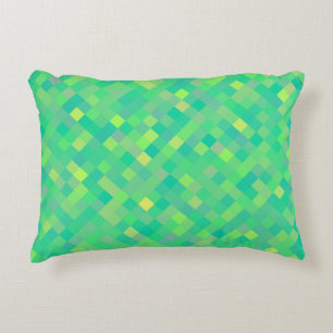 Stylish Trendy Green/Yellow Pixel Mosaic Pattern Decorative Cushion