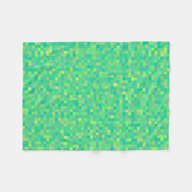 Stylish Trendy Green/Yellow Pixel Mosaic Pattern Fleece Blanket (Front (Horizontal))