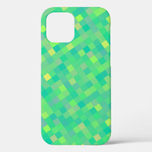Stylish Trendy Green/Yellow Pixel Mosaic Pattern iPhone 12 Case