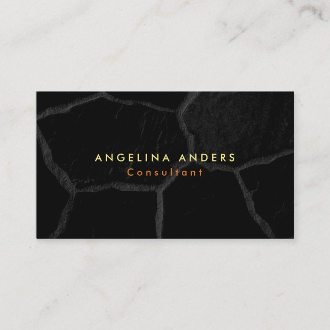 Stylish Trendy Grey Black Stone Plain Modern Business Card (Front)