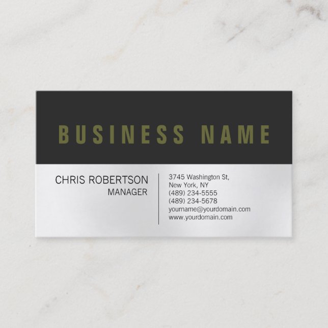 Stylish Trendy Grey Light Business Card (Front)