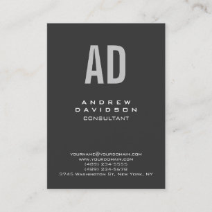 Stylish Trendy Grey Monogram Plain Business Card