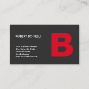 Stylish Trendy Grey Red Monogram Business Card