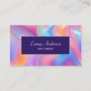 Stylish Trendy groovy neon faux holographic Business Card