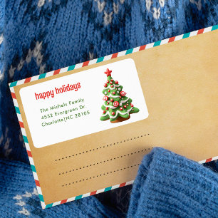 Stylish Trendy  Happy Holidays Return Address  Label