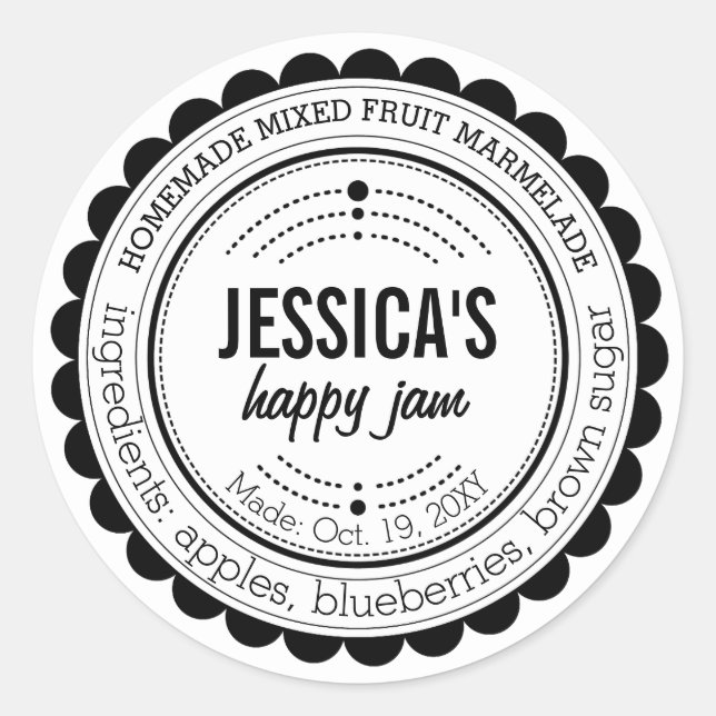 Stylish Trendy Homemade Modern Jam Circle Label (Front)