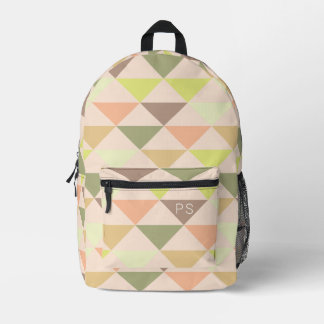 Stylish Trendy Light Pink Peach Monogram Initials Printed Backpack