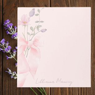 Stylish Trendy Modern Elegant Pink Bow Notepad