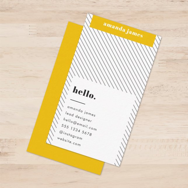 Stylish Trendy Mustard Yellow Diagonal Stripe Business Card (Creator Uploaded)