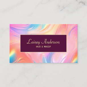 Stylish Trendy neon groovy faux holographic Business Card