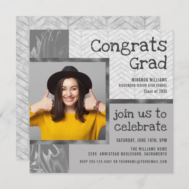 Stylish Trendy Photo Template Graduation Party (Front/Back)
