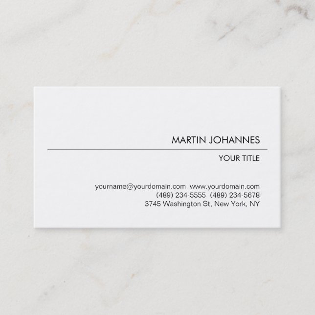 Stylish Trendy Plain Black White Business Card (Front)