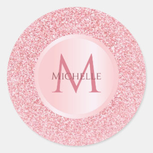 Stylish Trendy Rose Gold Glitter Template Girly Classic Round Sticker