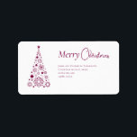 Stylish Trendy Script Christmas tree Label<br><div class="desc">Stylish Trendy Script Christmas label  return address with a festive Christmas background. Your names and address can easily be personalised for a unique label with a personal touch to pair with our holiday card range in the same design!</div>