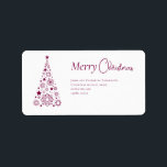 Stylish Trendy Script Christmas tree Label<br><div class="desc">Stylish Trendy Script Christmas label  return address with a festive Christmas background. Your names and address can easily be personalised for a unique label with a personal touch to pair with our holiday card range in the same design!</div>