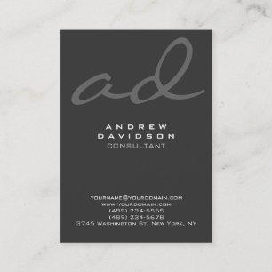 Stylish Trendy Script Grey Monogram Business Card