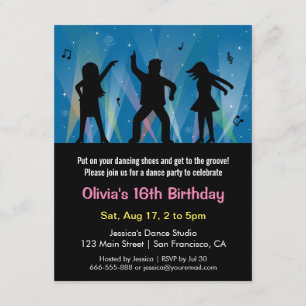 Stylish Trendy Teens Disco Dance Birthday Party Invitation