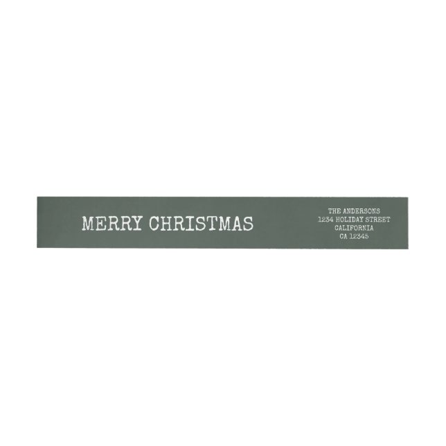 Stylish Trendy Typography Green Merry Christmas Wrap Around Label (Individual)
