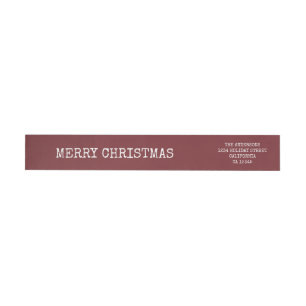 Stylish Trendy Typography Red Merry Christmas Wrap Around Label