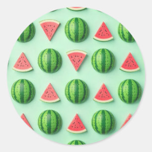 Stylish Trendy Watercolor Watermelon Classic Round Sticker