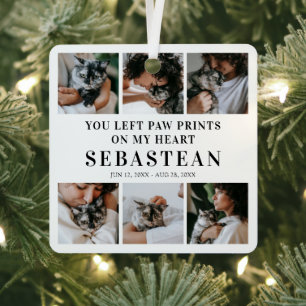 Stylish Tribute 6 Photo Collage Pet Cat Memorial Metal Tree Decoration