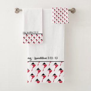 Stylish TRINIDAD TOBAGO MAP God's Mercies Lam 3:23 Bath Towel Set
