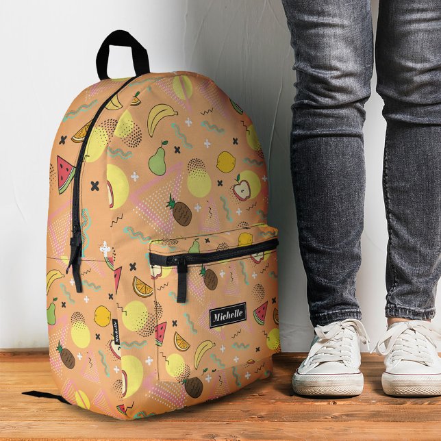 Stylish Tropical Peach Orange Summer Fruit Printed Backpack (Stylish Tropical Peach Orange Summer Fruit Printed Backpack
)