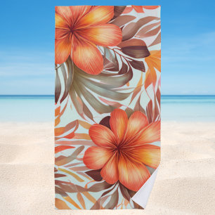 Stylish Tropical Watercolor Floral  Beach Towel