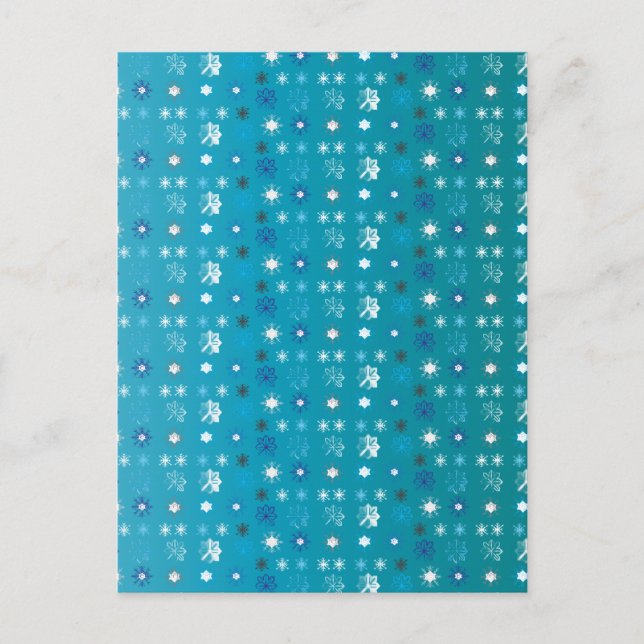 Stylish turquoise and white, stars and snowflakes postcard (Front)