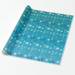 Stylish turquoise and white, stars and snowflakes wrapping paper<br><div class="desc">Stylish white stars and snowflakes on turquoise background. Need more? Check out other holiday designs at my store! Cheers! :)</div>