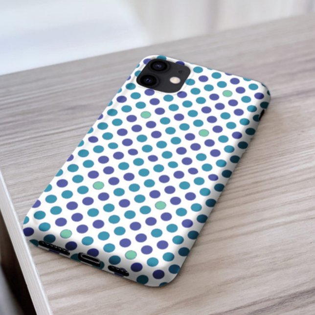 Stylish Turquoise blue & purple POlka dots modern Case-Mate iPhone Case (Creator Uploaded)