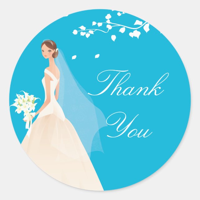 Stylish Turquoise Bride Bridal Shower Sticker (Front)