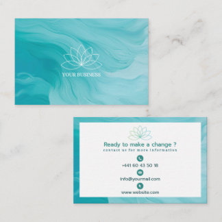 Stylish turquoise business card for therapist
