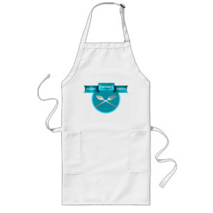 Stylish Turquoise Name Plaque Custom Chef Apron