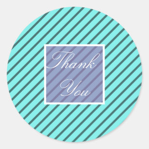 Stylish Turquoise Stripe Thank You Wedding Sticker