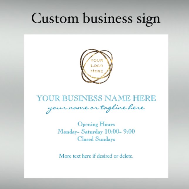Stylish Turquoise Teal Custom Business Logo     (Customize this template for the perfect aqua modern script sign. Add logo and business name.)