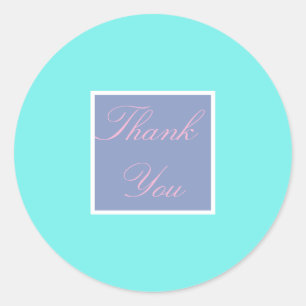 Stylish Turquoise Thank You Wedding Sticker