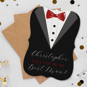 Stylish Tuxedo Best Man Wedding Proposal Card