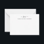 Stylish Two Monogram Initial Girly Script Swash Card<br><div class="desc">Elegant Two Monogram Initial Girly Script Swash Black Personalised Note Card</div>