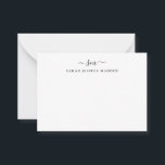 Stylish Two Monogram Initial Girly Script Swash Card<br><div class="desc">Elegant Two Monogram Initial Girly Script Swash Black Personalised Note Card</div>