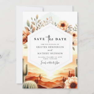 Stylish Typography Cactus Wedding Save The Date