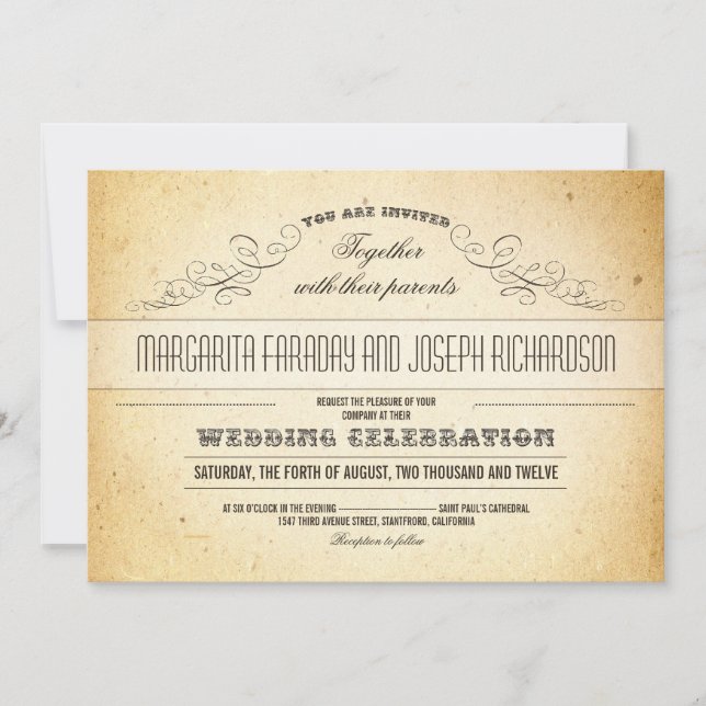 stylish typography design vintage wedding invites (Front)