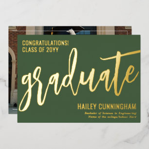 Stylish Typography Graduation Photo Foil Card