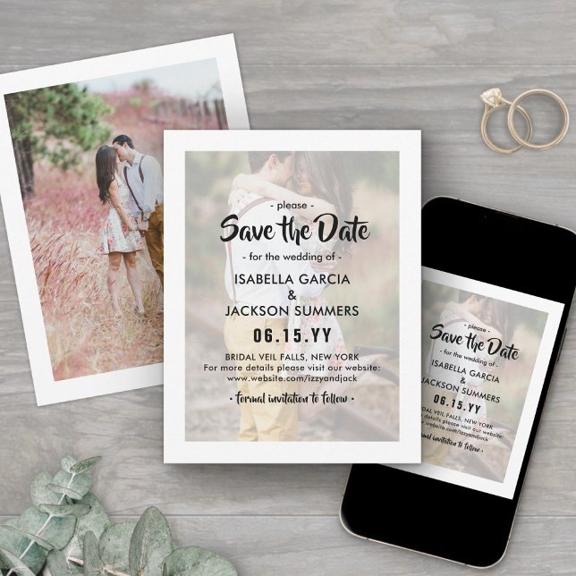 Stylish Typography Overlay Elegant 2 Photo Wedding Save The Date (Creator Uploaded)