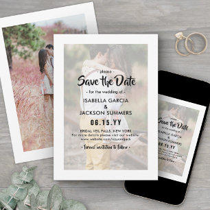 Stylish Typography Overlay Modern 2 Photo Wedding Save The Date