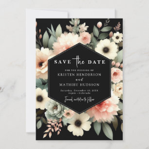 Stylish Typography Pink Floral Wedding  Save The Date