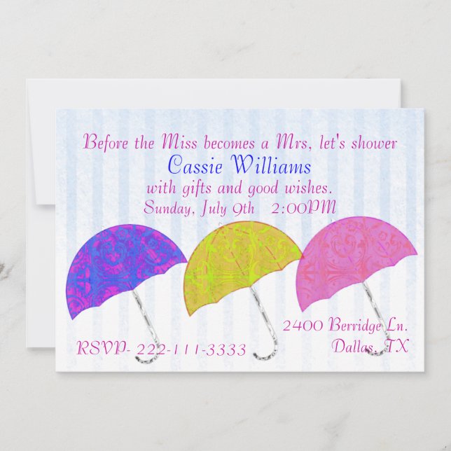 Stylish Umbrellas Bridal Shower Invitation (Front)