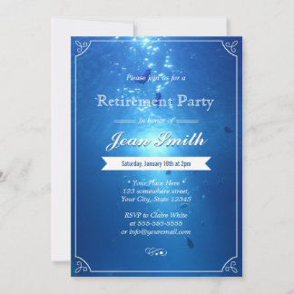 Stylish Undersea Blue Retirement Party Invitations